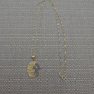 18 Inch Gold Over Sterling Silver Religious Cross Lord Necklace A1684